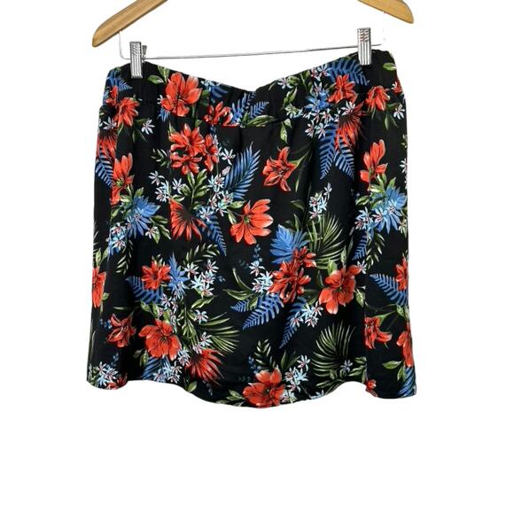 DR2 Black Hawaiian Print Skort Shorts Women's Size XXL Side Tie New - Picture 5 of 7